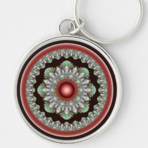 Kerst glanzende ronde decoratie sleutelhanger