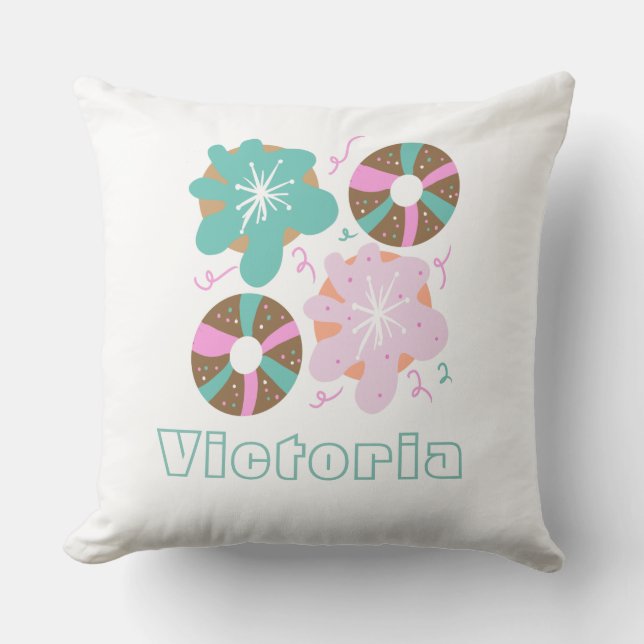 Kerst glas-donuts roze Doodles     Kussen (Voorkant)