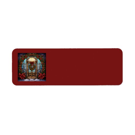 Kerst Glas in lood Adresetiketten Etiket (Voorkant)