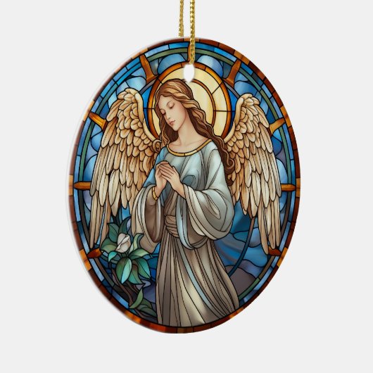 Kerst Glas in lood Angel Keramisch Ornament (Rechts)