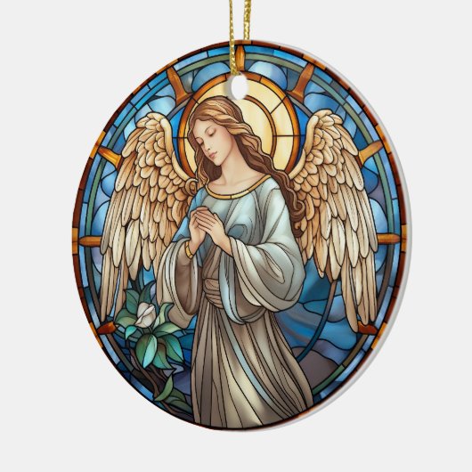Kerst Glas in lood Angel Keramisch Ornament (Links)