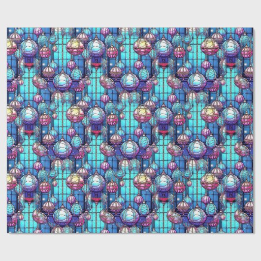 Kerst Glas in lood Bauble Pattern Cadeaupapier (Vlak)