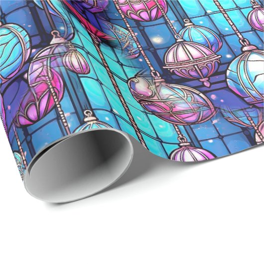 Kerst Glas in lood Bauble Pattern Cadeaupapier (Rol Hoek)