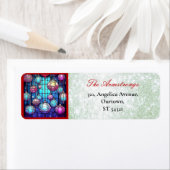 Kerst Glas in lood Baubles Groene Glitter Etiket (Insitu)