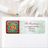 Kerst Glas in lood Big Star Green Glitter Etiket (Insitu)