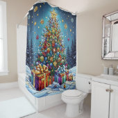 Kerst Glas in lood douchegordijn (In situ)