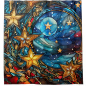 Kerst Glas in lood douchegordijn (Voorkant)