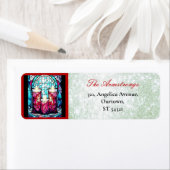 Kerst Glas in lood Drie Kaars Groene Glitter Etiket (Insitu)