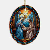 Kerst Glas in lood Geboorte Scène Keramisch Ornament (Rechts)