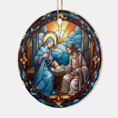 Kerst Glas in lood Geboorte Scène Keramisch Ornament (Links)