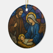 Kerst Glas in lood Geboorte Scène Keramisch Ornament (Links)