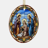 Kerst Glas in lood Geboorte Scène Keramisch Ornament (Rechts)