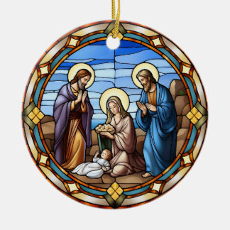 Kerst Glas in lood Geboorte Scène Keramisch Ornament