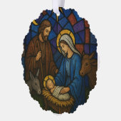 Kerst Glas in lood Geboorte Scène Ornament Kaart (Links)