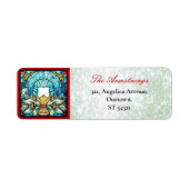 Kerst Glas in lood Holly Candle Green Glitter Etiket (Voorkant)