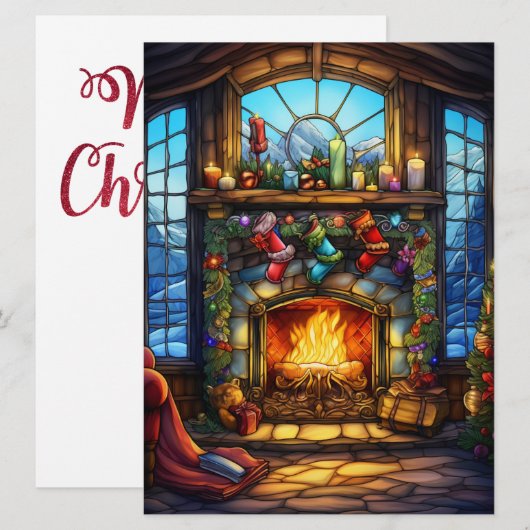 Kerst Glas in lood Kaart (Voorkant / Achterkant)