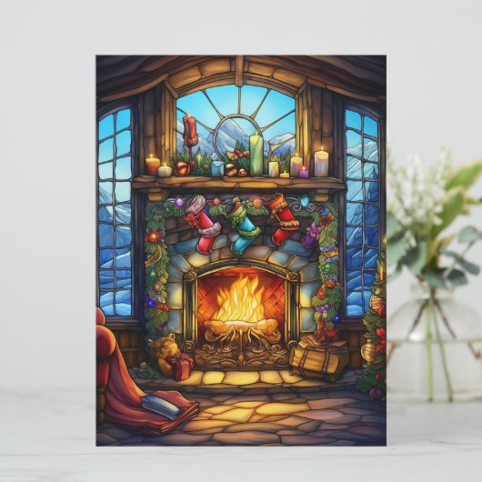 Kerst Glas in lood Kaart (Staand voorkant)