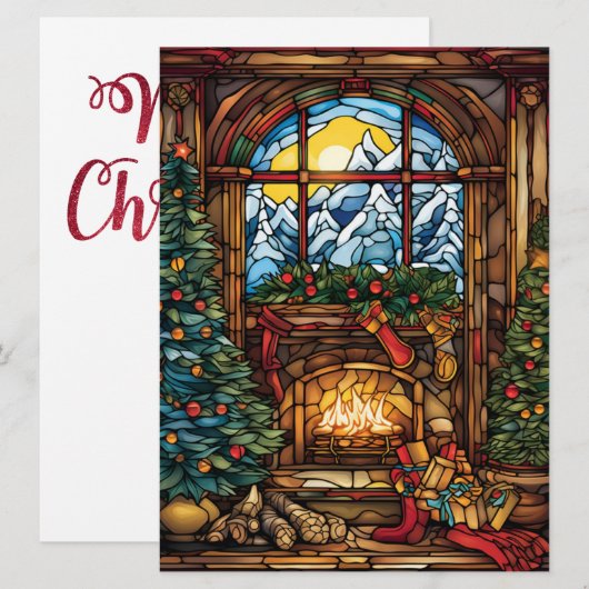 Kerst Glas in lood Kaart (Voorkant / Achterkant)