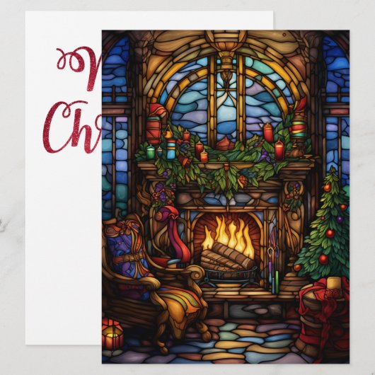 Kerst Glas in lood Kaart (Voorkant / Achterkant)