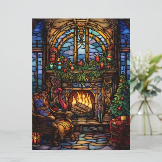 Kerst Glas in lood Kaart (Staand voorkant)