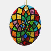 Kerst Glas in lood patroon Keramisch Ornament (Rechts)