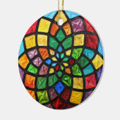 Kerst Glas in lood patroon Keramisch Ornament (Links)
