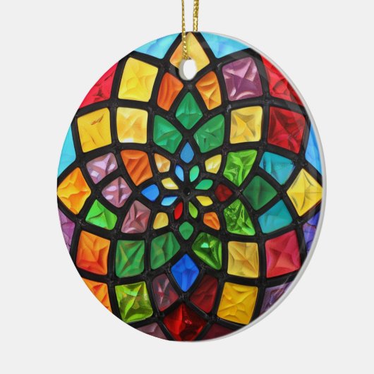 Kerst Glas in lood patroon Keramisch Ornament (Links)