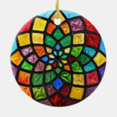 Kerst Glas in lood patroon Keramisch Ornament (Achterkant)