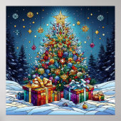 Kerst Glas in lood Poster (Voorkant)