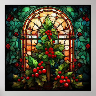 Kerst Glas in lood Poster