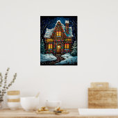 Kerst Glas in lood Poster (Keuken)