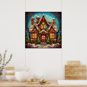 Kerst Glas in lood Poster (Keuken)
