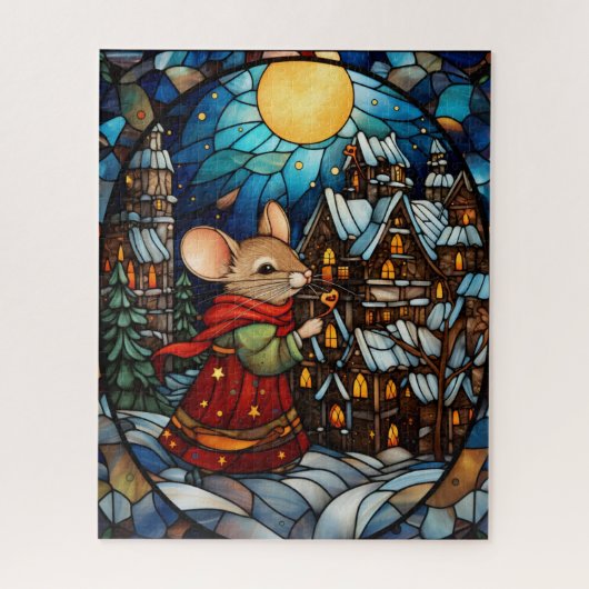Kerst Glas in lood puzzel (Verticaal)
