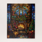 Kerst Glas in lood puzzel Legpuzzel (Verticaal)