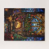 Kerst Glas in lood puzzel Legpuzzel (Horizontaal)