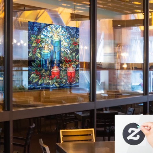 Kerst glas-in-lood raamfolie raamsticker (Restaurant Raam)