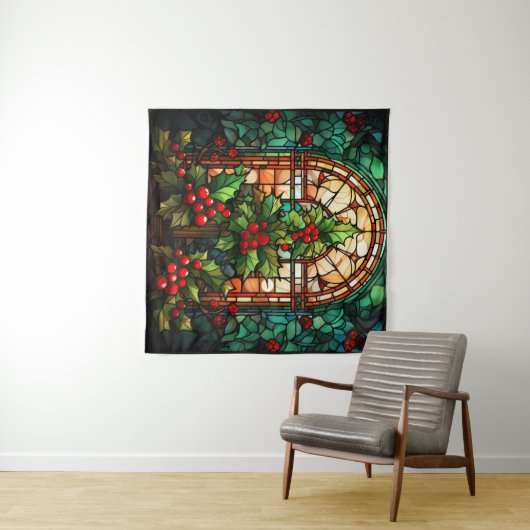 Kerst Glas in lood Tapestry Wandkleed (In Situ (horizontaal))
