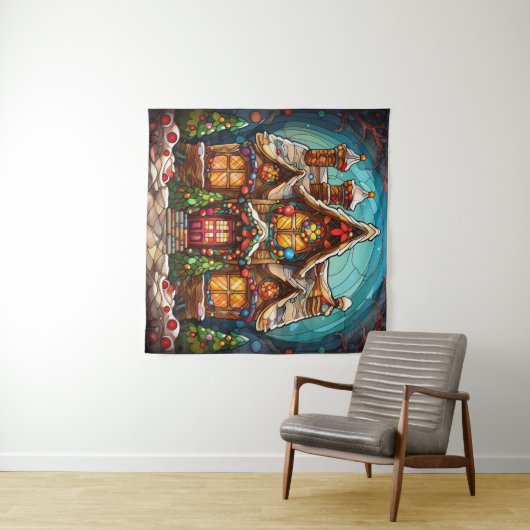 Kerst Glas in lood Tapestry Wandkleed (In Situ (horizontaal))