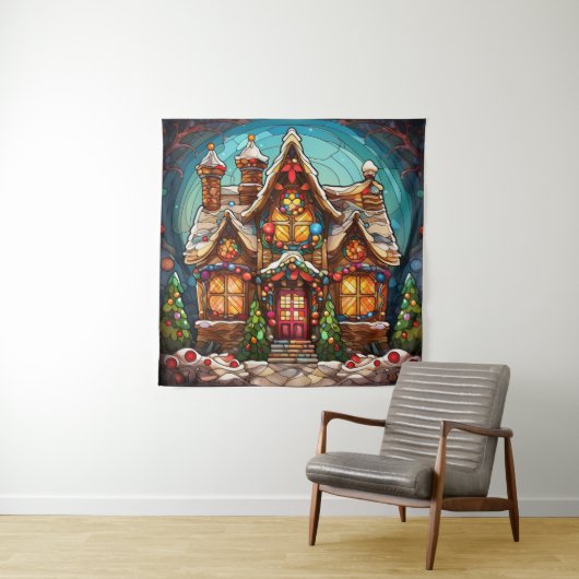 Kerst Glas in lood Tapestry Wandkleed (In situ)