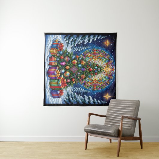 Kerst Glas in lood Tapestry Wandkleed (In Situ (horizontaal))