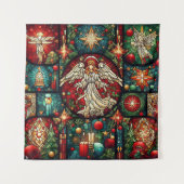 Kerst Glas in lood Tapestry Wandkleed (Voorkant)