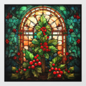 Kerst Glas in lood venster Cling Raamsticker (Vel)