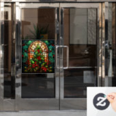 Kerst Glas in lood venster Cling Raamsticker (Kantoordeur)