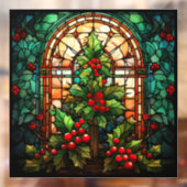 Kerst Glas in lood venster Cling Raamsticker (Vel 2)