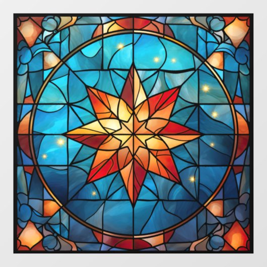 Kerst Glas in lood venster Cling Raamsticker (Vel)