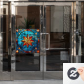 Kerst Glas in lood venster Cling Raamsticker (Kantoordeur)