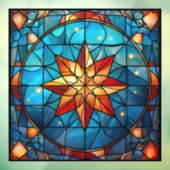 Kerst Glas in lood venster Cling Raamsticker (Vel 3)