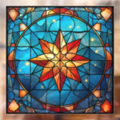 Kerst Glas in lood venster Cling Raamsticker (Vel 2)