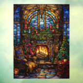 Kerst Glas in lood venster Cling Raamsticker (Vel 3)