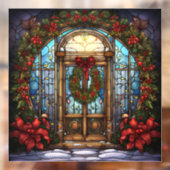 Kerst Glas in lood venster Cling Raamsticker (Vel 2)